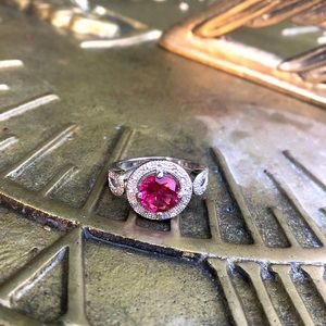 Ruby Red Gemstone 925 Silver Ring sz7